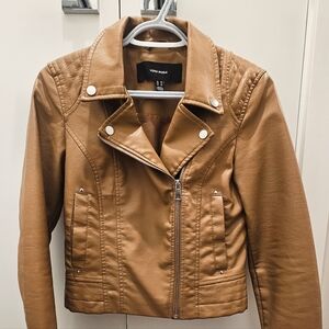 Vero Moda Women's Camel Faux-Leather Moto Jacket